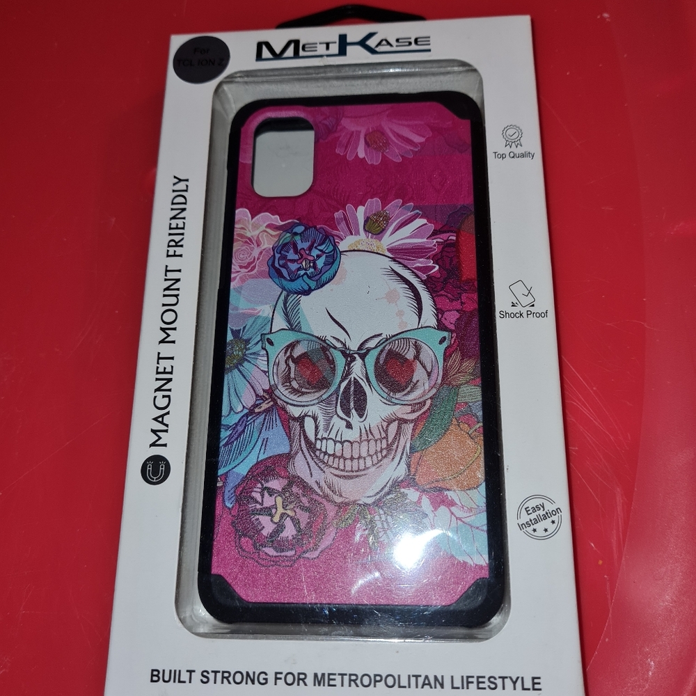 MetKase TCL ION Z Skull Floral Design Shockproof Phone Case